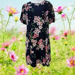 Jessica Howard Floral Navy Blue Dress